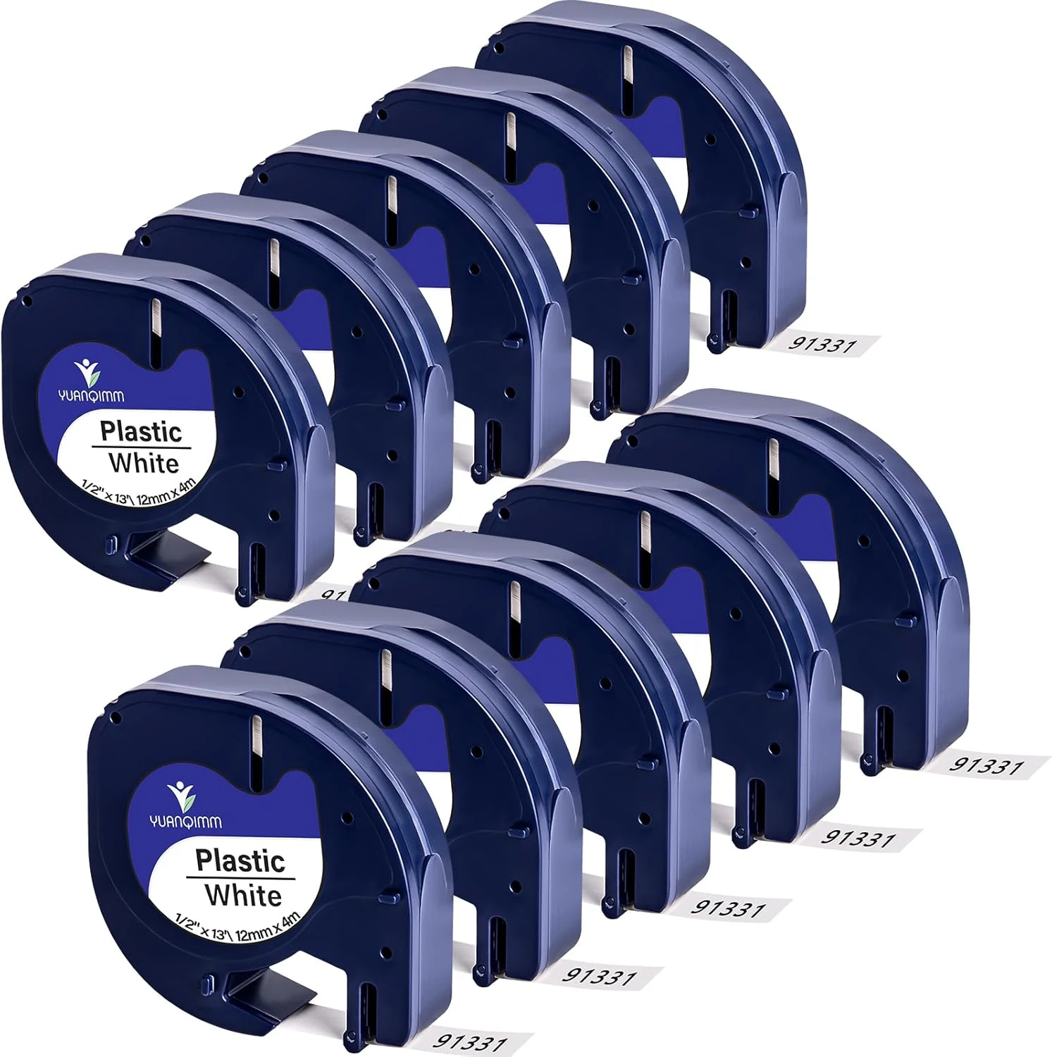 10-Pack 91331 Label Tape Compatible for DYMO Letra Tag White Plastic Refills