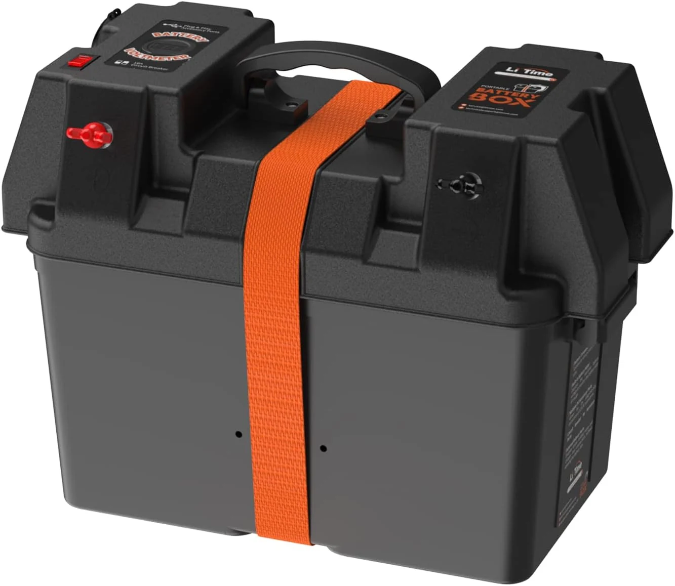 Litime Portable Battery Box Fits Group 24/27/31 Size Batteries for Boats, Marine, RV, Trailer, Trolling Motor