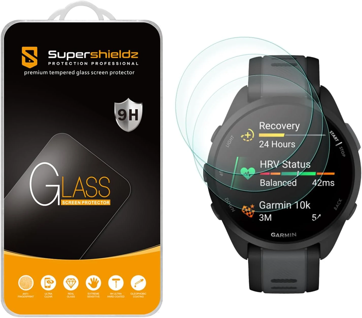 Supershieldz (3 Pack) Designed for Garmin Forerunner 165/165 Music Tempered Glass Screen Protector