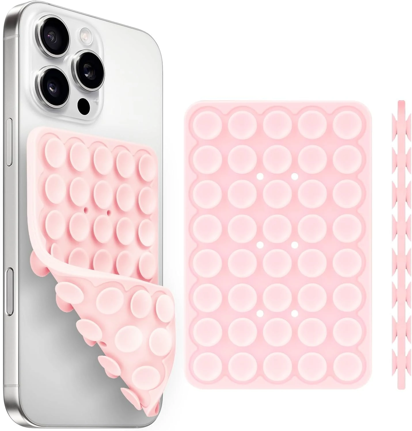 Yojaro Silicone Suction Cup Phone Case Mount Double Sided, Phone Accessories Hands-Free Strong Grip Holder for Selfies and Videos, Light Pink