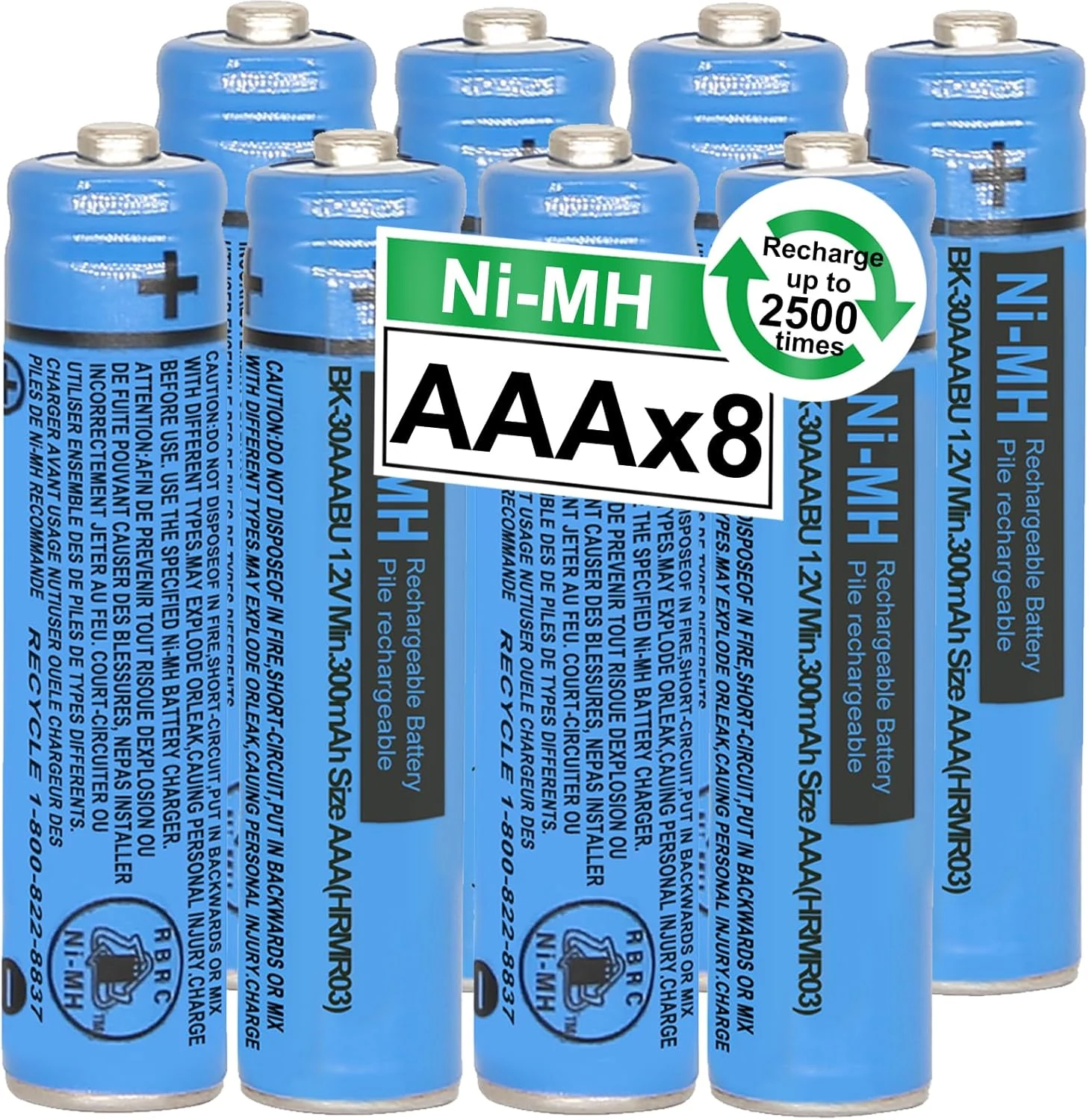 OSIM 8PCS BK-30AAABU Ni-MH AAA Rechargeable Batteries 300mAh (1.2V)