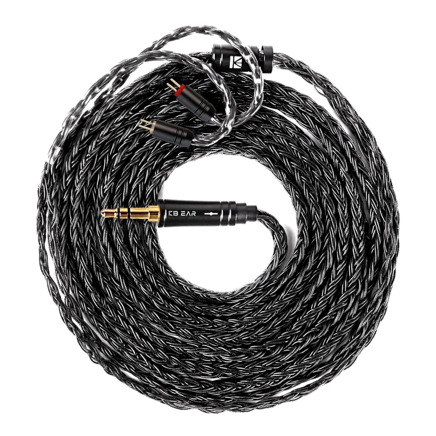 1.5m/5ft Long IEM Cable 2Pin, KBEAR ST16 Max Black in Ear Monitor Cable Earbud Wire, 16-Strand SPC HiFi Headphone Cable