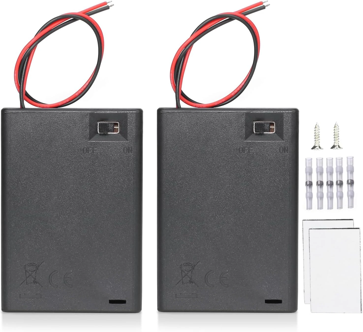 Goweewon 2-Pack 3 AA Battery Holder with Leads and Switch