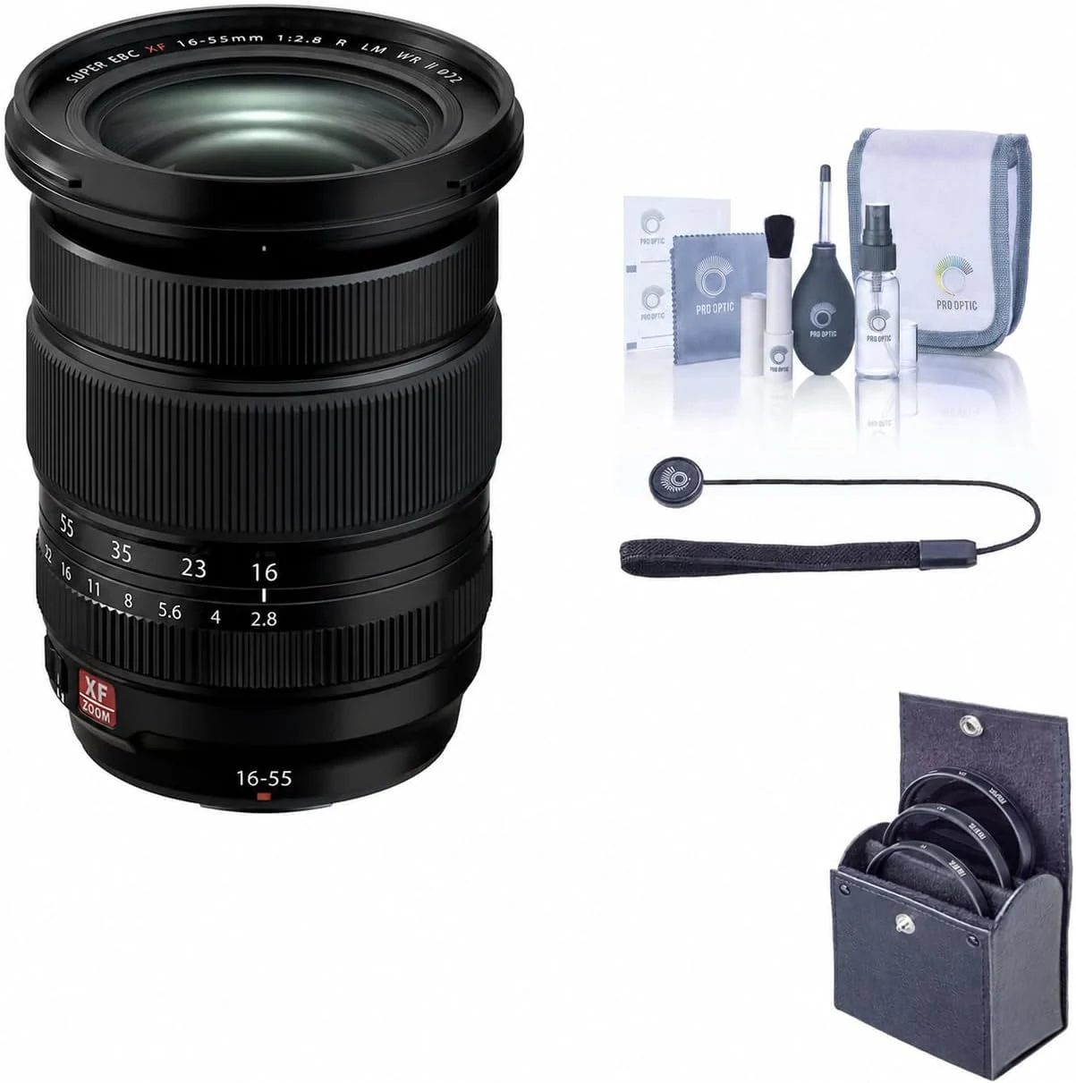 Fujifilm XF 16-55mm f/2.8 R LM WR II Lens Bundle with 72mm Digital Essentials Filter Kit, Cap Tether & Cleaning Kit