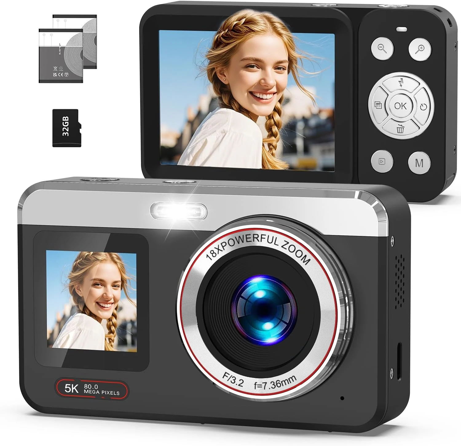 5K Digital Camera, 80MP Dual Screen Autofocus Vlogging Camera, 18X review