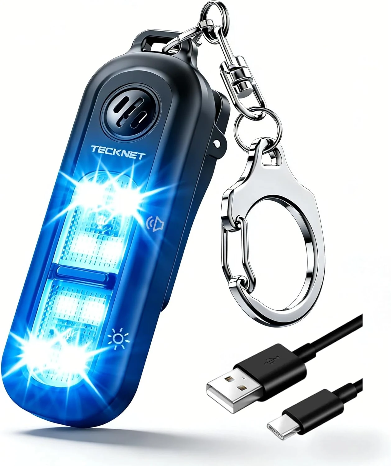 TECKNET Personal Safety Alarm 135dB with SOS Strobe Light for Women (Rechargeable, IPX4)
