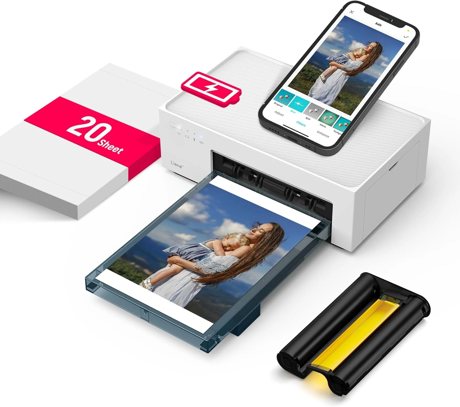 Liene White M200 4x6'' Photo Printer Battery Edition, Wireless Photo review