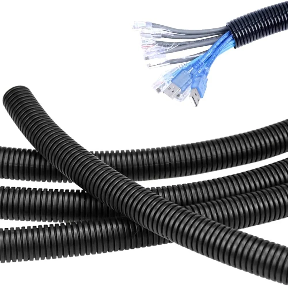 10 FT 1inch Split Wire Loom Tubing Wire Conduit, Flexible Wire Covers Cord Protectors (Black, 1 in)