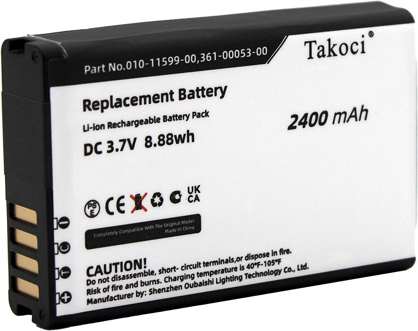 3.7V 2400mAh Replacement Battery for Garmin 010-11599-00 010-11654-03 361-00053-00 361-00053-04