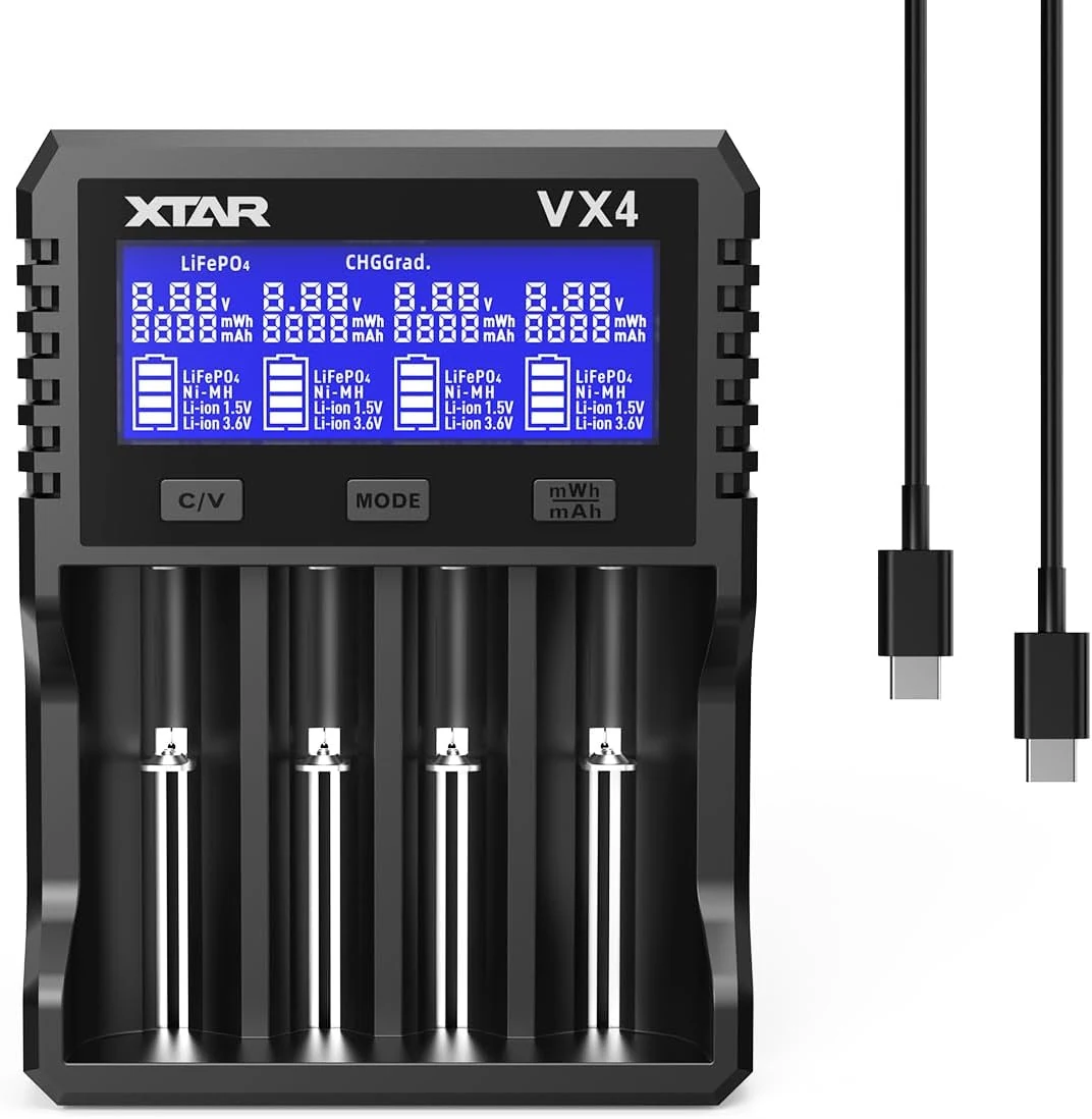 XTAR VX4 Visible Mixer 1.5V/3.6V/3.7V Li-Ion 3.2V LiFePO4 1.2V Ni-MH battery charger and capacity tester