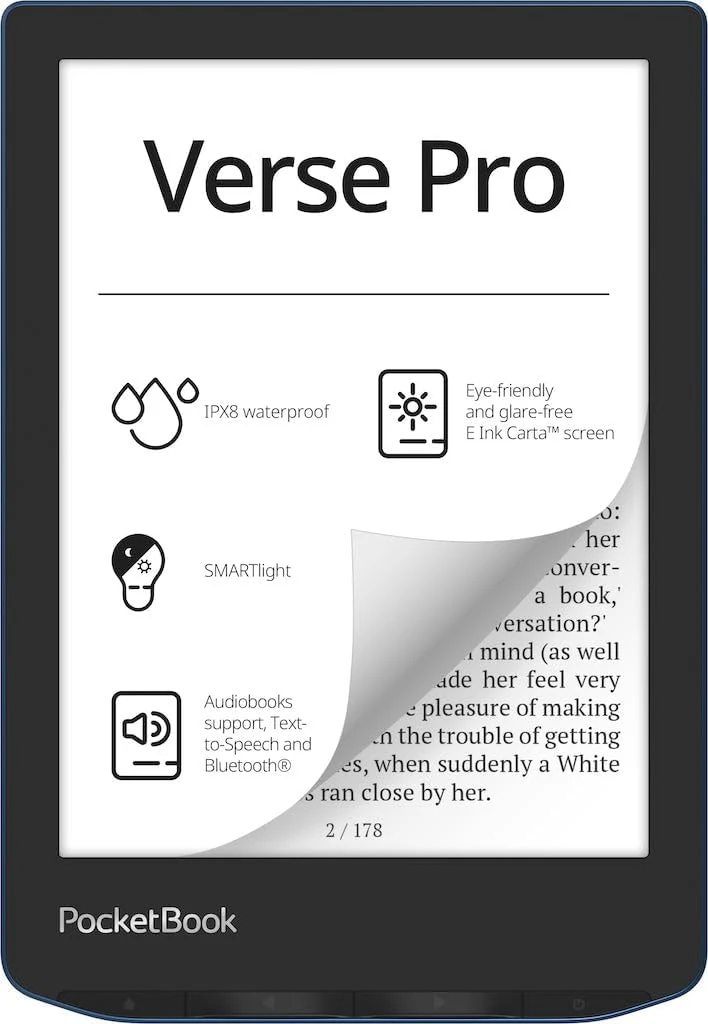 PocketBook Verse Pro E-Reader Waterproof (6" E-Ink, SMARTlight, Audio + Text-to-Speech)
