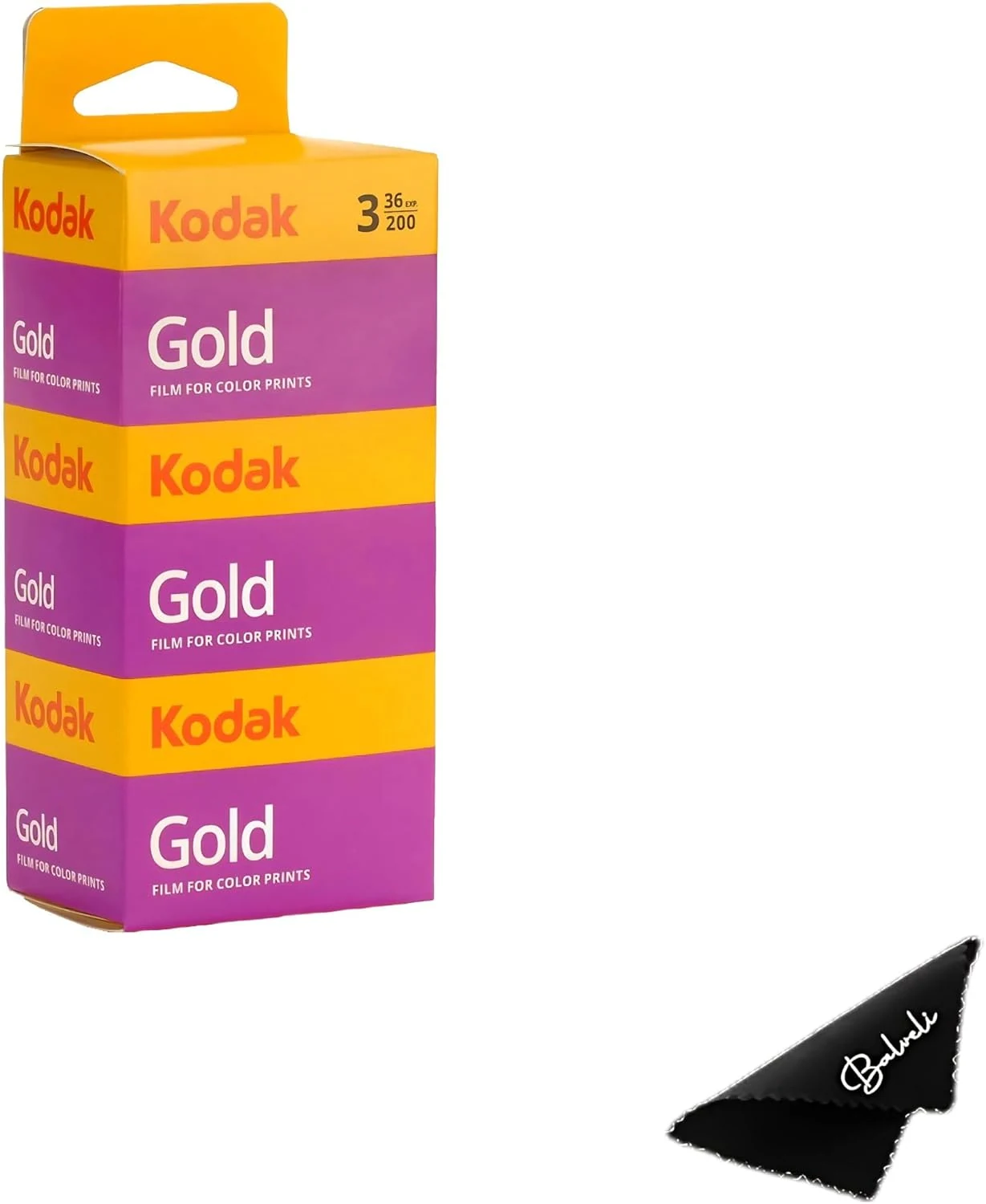 Kodak Gold 200 35mm Film Bundle, 3 Rolls, 36 Exposures Each (with Balveli microfiber cloth)
