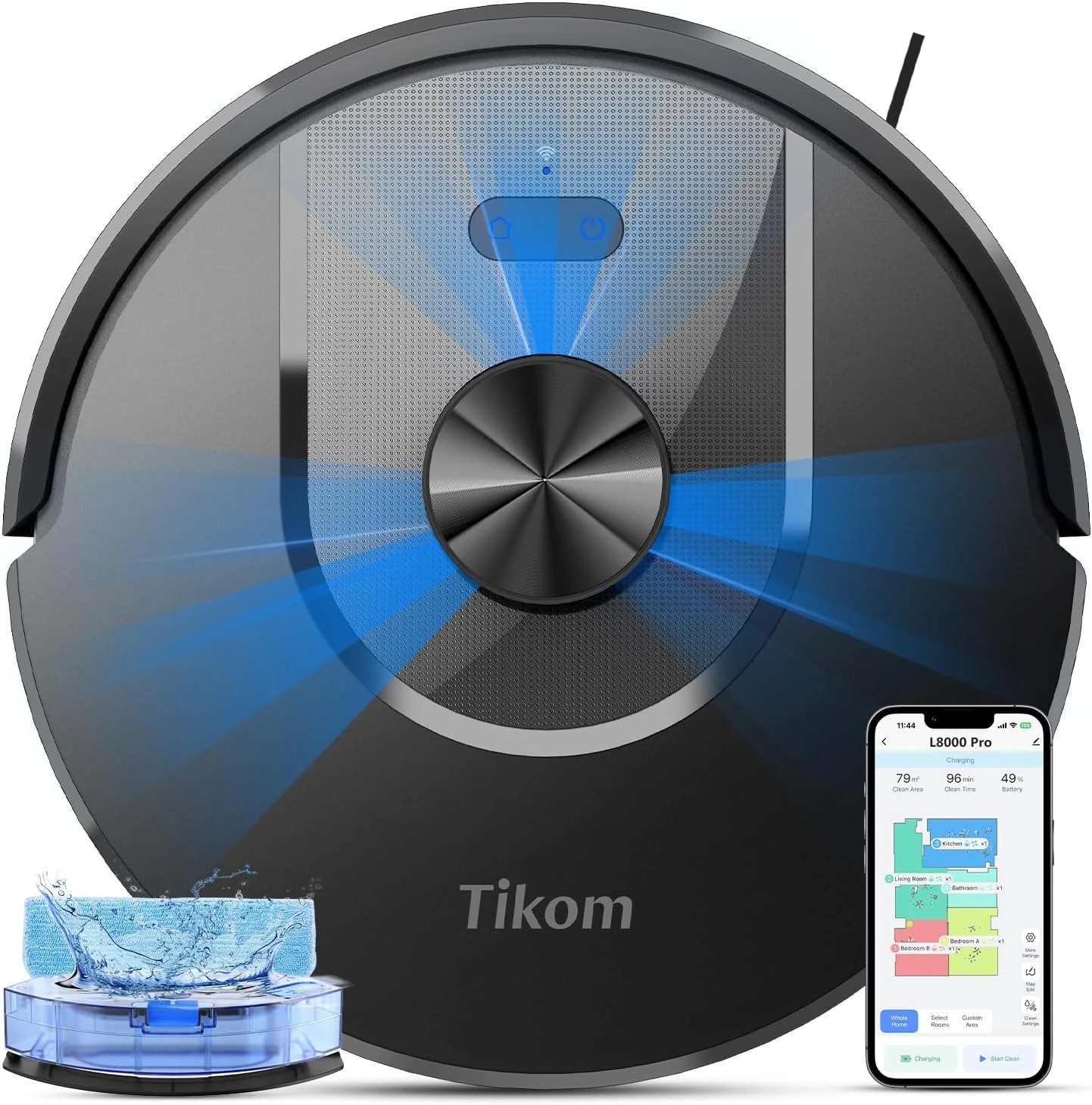 Tikom Robot Vacuum and Mop Combo, 6000Pa Automatic Robotic Vacuum Cleaner (L8000 Pro)