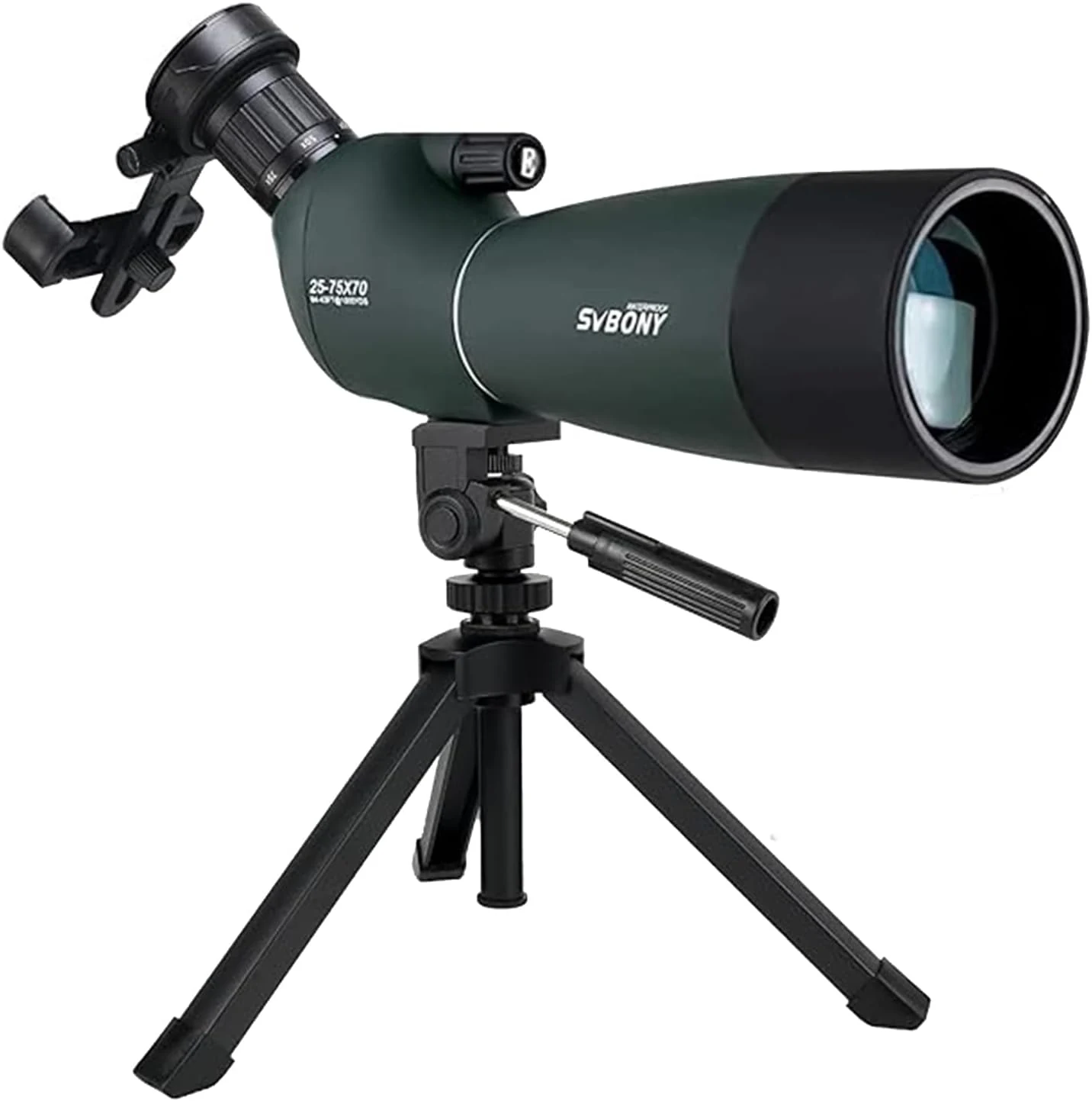 SVBONY SV28 Spotting Scopes with Tripod and Phone Adapter, Angled 25-75x70mm Spotter Scope, Waterproof Fogproof Spotting Scope with Desktop Tripod