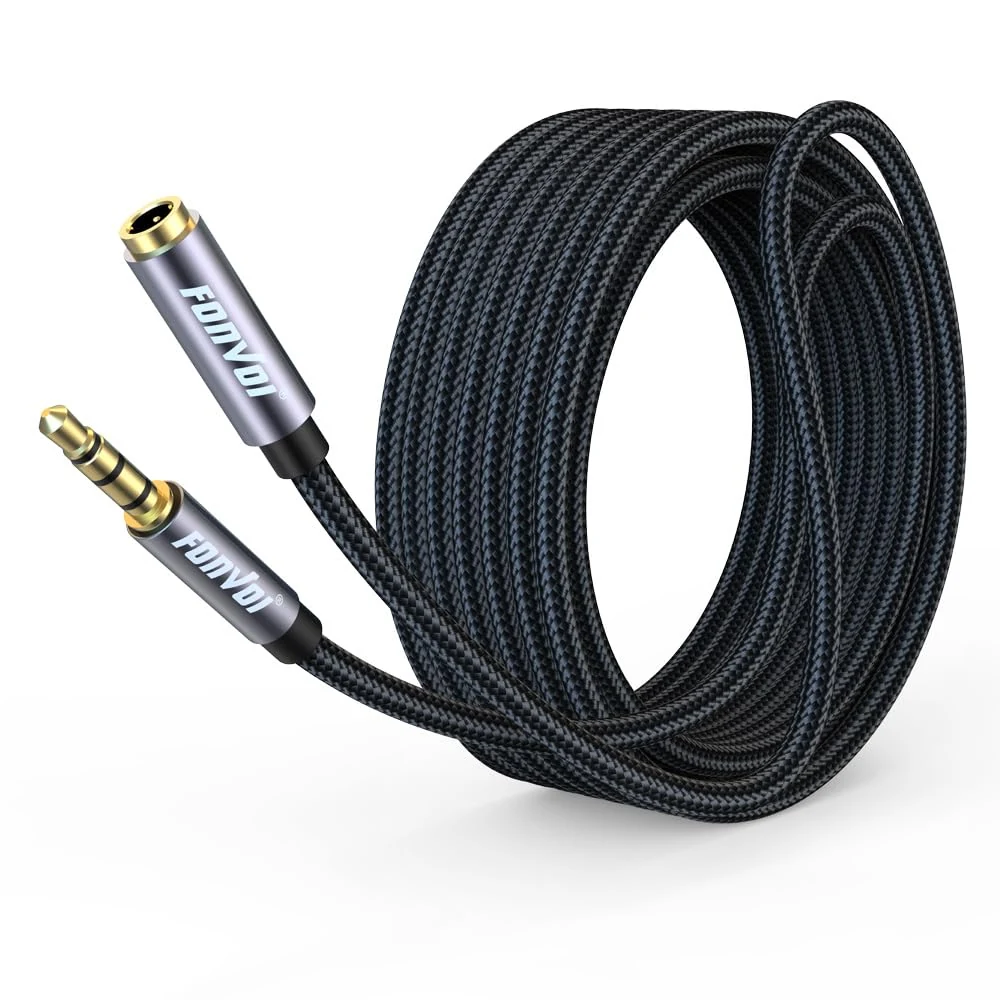 TRRS Headphone Extension Cable, 4 Pole 3.5mm Stereo Jack Male to Female Aux Extension Cable (8FT)