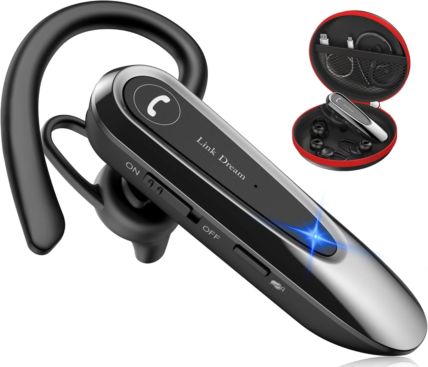 Link Dream Bluetooth Earpiece Wireless CVC8.0 Headset for Cell Phone