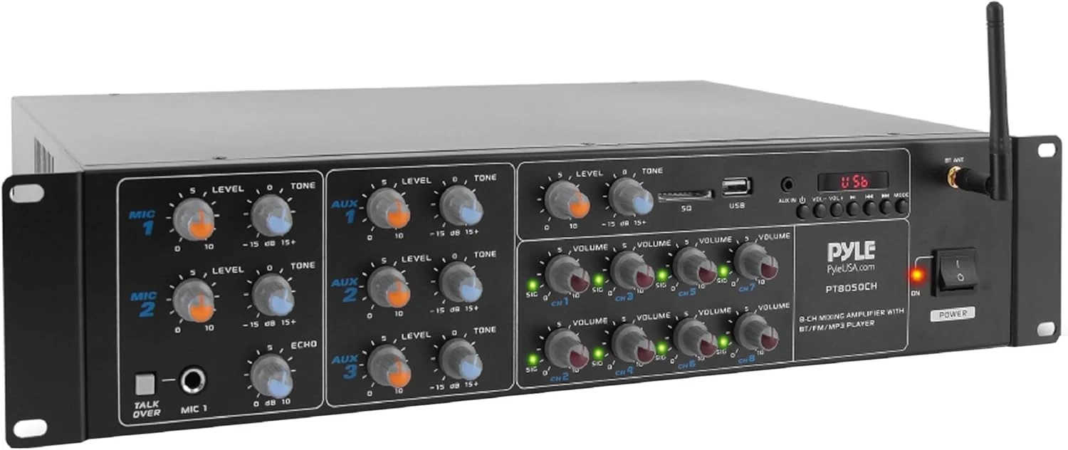 Pyle 8-Channel Wireless Bluetooth Power Amplifier - PT8050CH