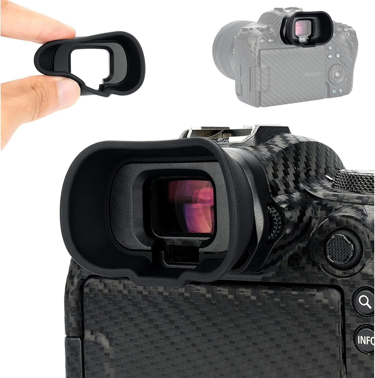 EOS R6 Mark II R6 R5 R5C Eyecup Eyepiece, Soft Silicon Extended Camera Eye Cup Viewfinder
