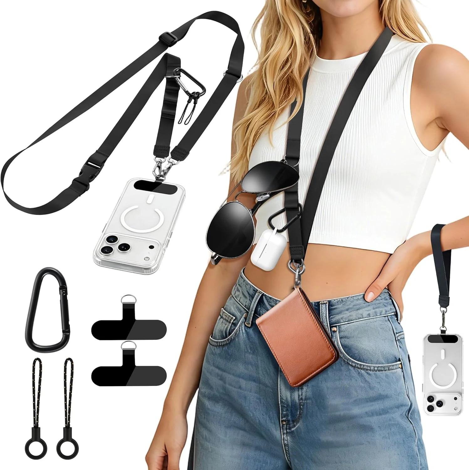 CACOE Multifunctional Cell Phone Lanyard (3-in-1 Detachable, Crossbody/Neck/Wrist)