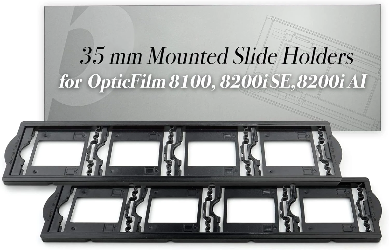 Plustek 2 x 35 mm Mounted Slide Holders (Positive), for OpticFilm 72~83 Series use only (8100 & 8200i & 8300i)