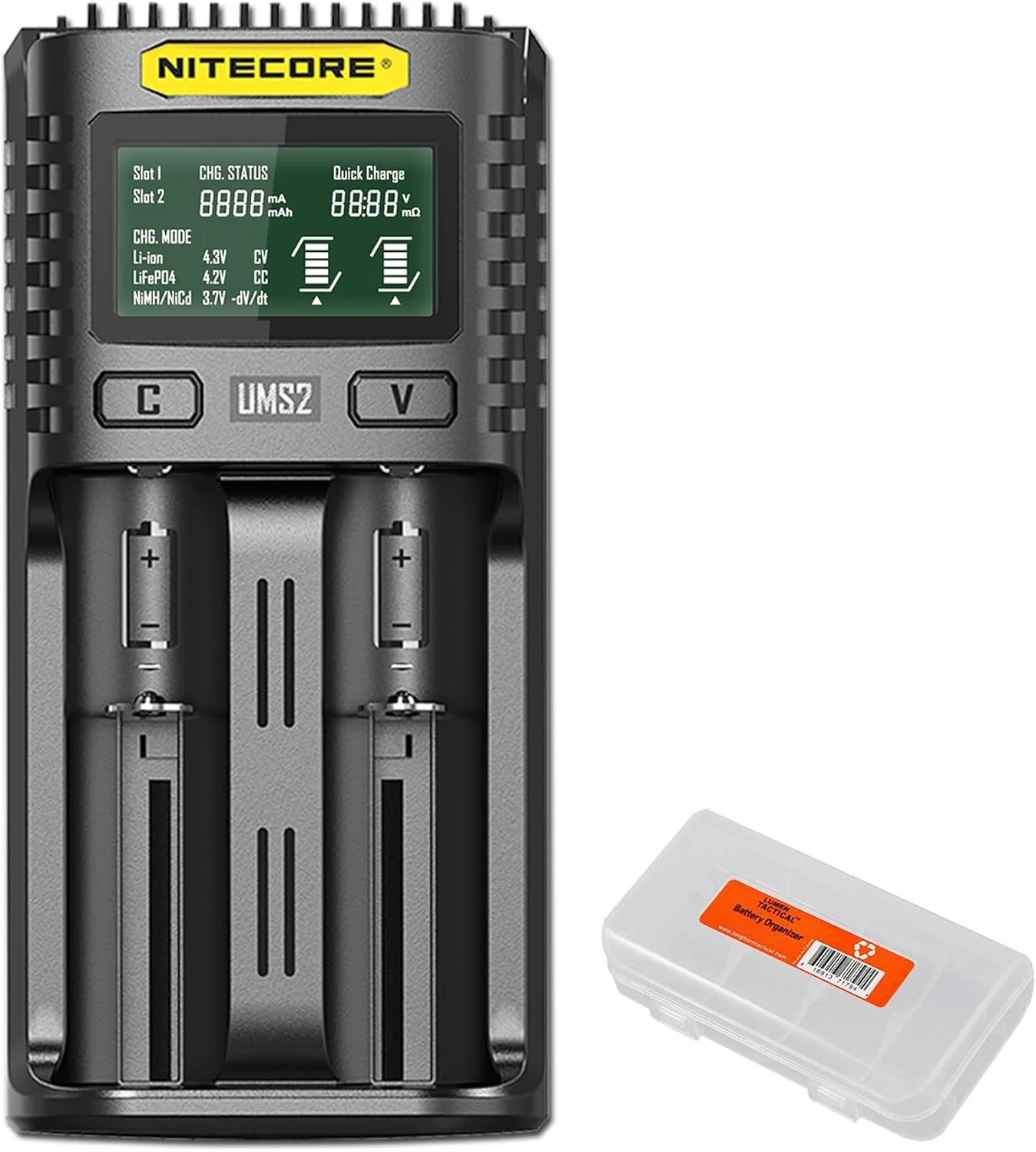 Nitecore UMS2 Intelligent Dual-Slot Quick USB-C Battery Charger for Li-Ion/Ni-MH/Ni-Cd/IMR