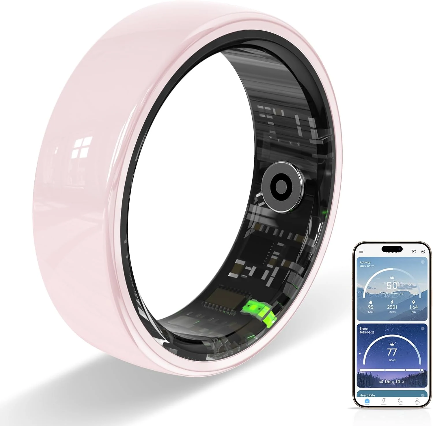 Ceramic Ring, Smart Ring for Women (Pink, 8)