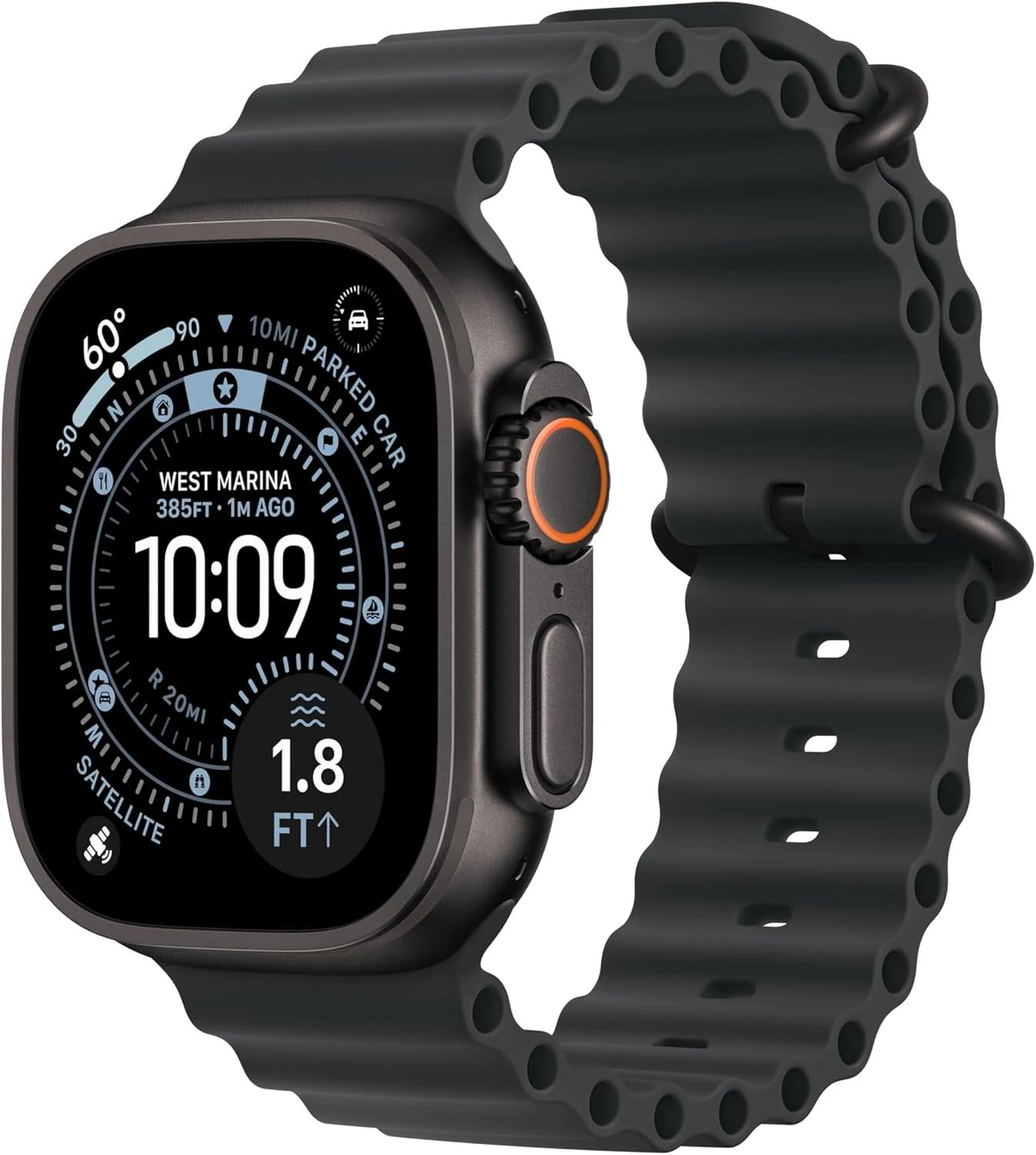 Apple Watch Ultra 3 [GPS + Cellular 49mm] Running & Multisport Smartwatch w/Rugged Titanium Case w/Black Ocean Band
