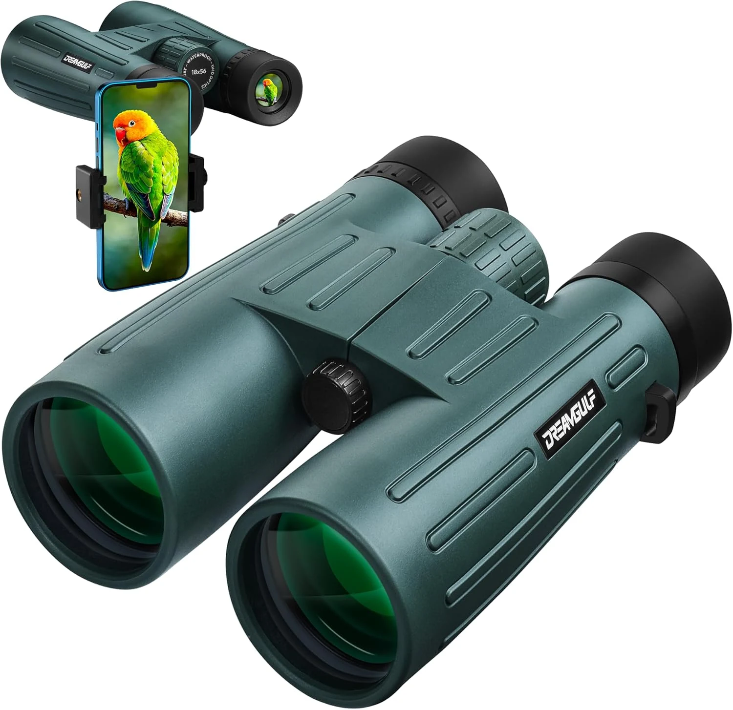 18x56 UHD Binoculars for Adults High Powered with Upgraded Phone Adapter, Wide Field of View Binoculars with Clear Low Light Vision