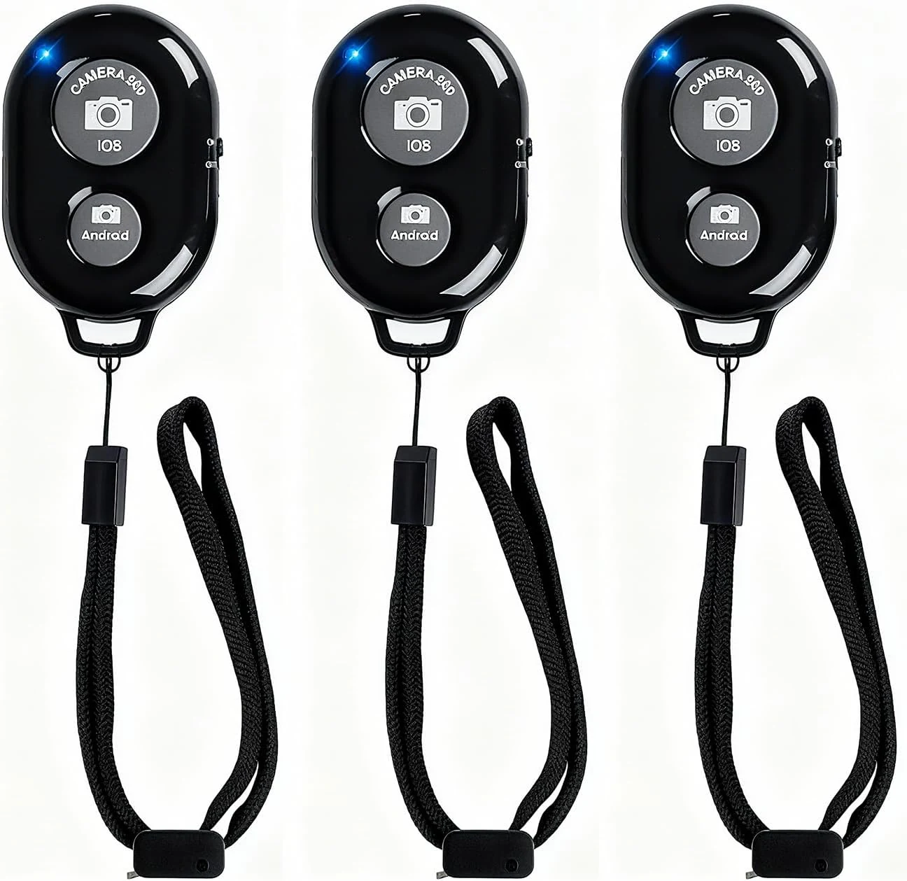 Wireless Remote Shutter for Cellphones and Tablets (3 Pack), AOQIYUE Bluetooth Remote for iPhone/Android Camera Control, Selfie Clicker for Photos and Videos - Wrist Strap Included