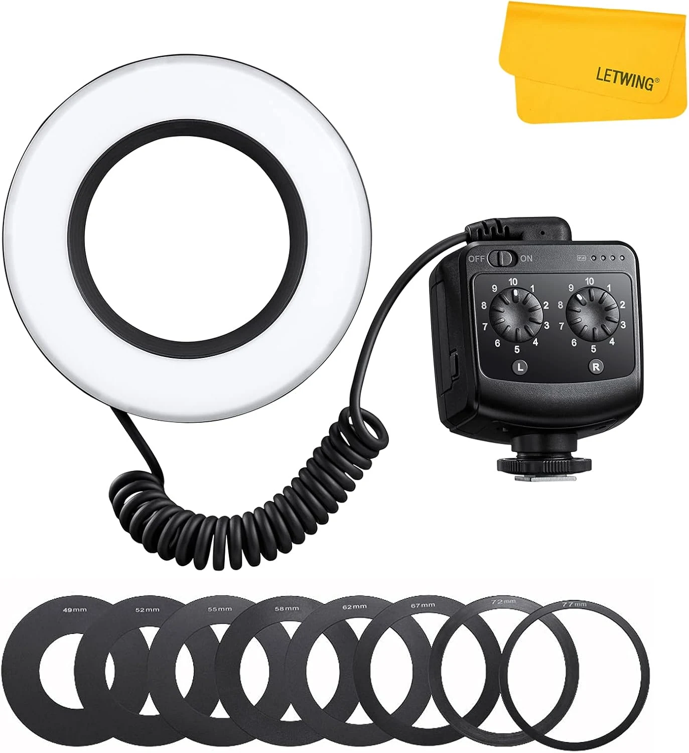 Godox Ring 72 Macro LED Ring Light with 8 Lens Adapter Rings for Canon Nikon Pentax Olympus DSLR Cameras