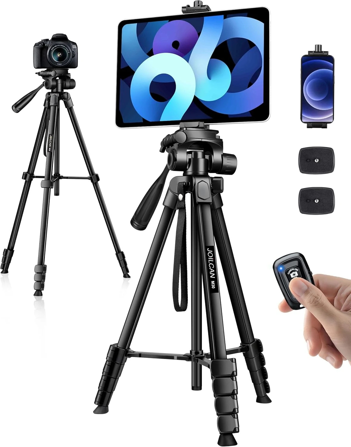 JOILCAN Phone Tripod Stand, 68" Tripod for iPad iPhone Tablet with Remote Universal Holder Carry Bag