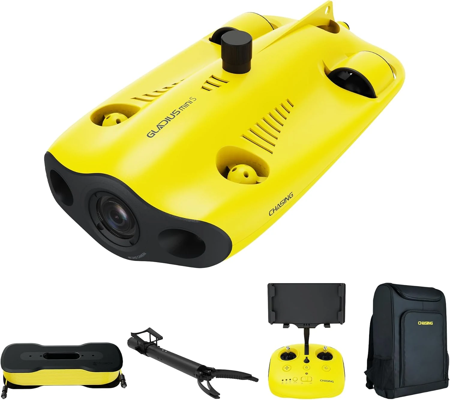 Chasing Gladius MINI S Upgraded Professional Underwater Drone Set, with 4k Resolution + EIS Anti-Shake Camera, Remote Control and App Remote Control, Support Multiple Mounts