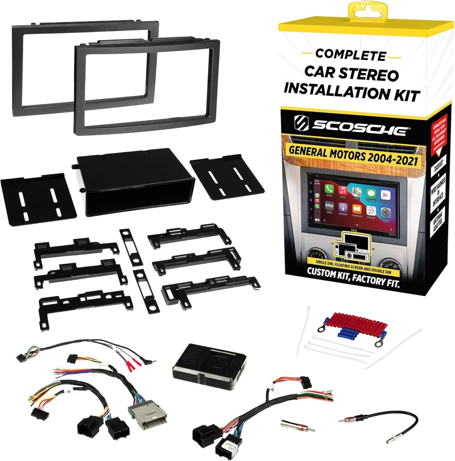 Scosche GM0516DDCS Double DIN Radio Install Dash Kit Compatible with Select 2004-21 GM Vehicles