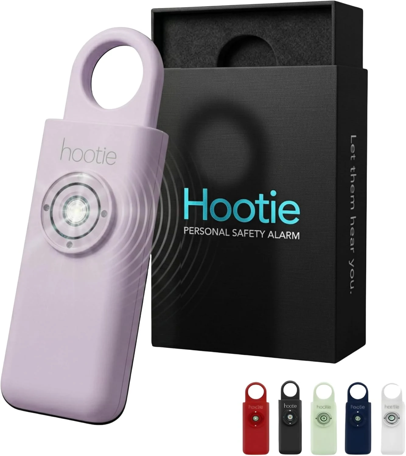 HOOTIE Personal Safety Alarm for Women, Men and Kids — 130dB Personal Alarm Keychain, Pull Pin Safety Alarm Keychain with Strobe Light, Self-Defense Alarm for Campus, Travel and Running — Lavender