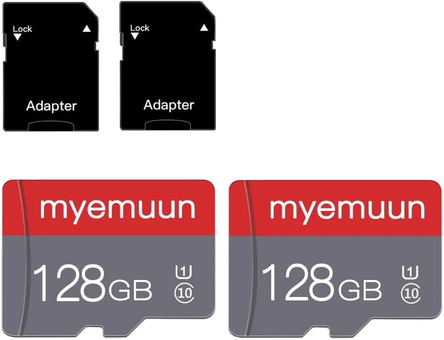 2 Pack 128 GB Micro Memory Card with Adapter, TF Memory Card Class 10, Mini Memory Card (128GB*2-U1)