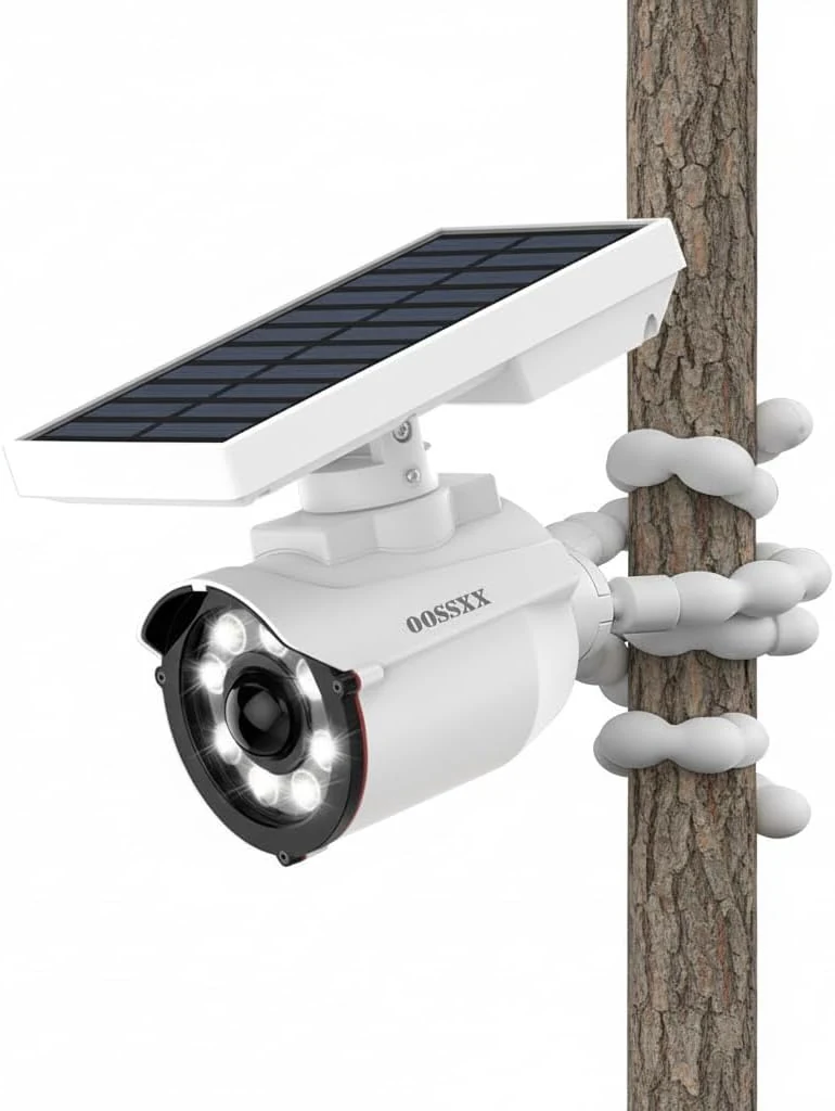 OOSSXX Solar Simulated Camera Outdoor Solar Motion Light (Pole Mounted, IP66)