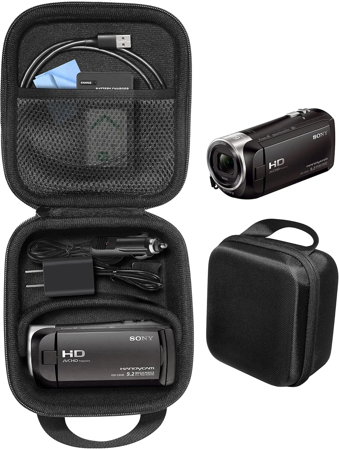 CaseSack camcorder case for Sony HD HDRCX440/HDRCX405 (plus Canon VIXIA HF R800, Panasonic HC-V180K and more)