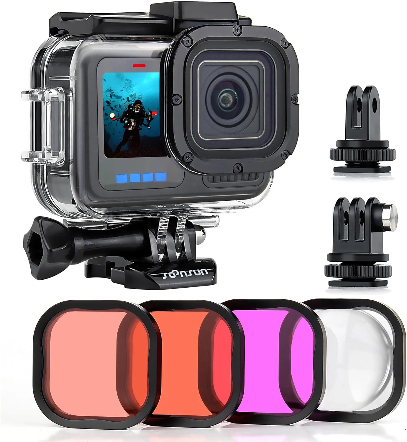 SOONSUN Waterproof Case with Dive Filters for GoPro Hero 13/12 / 11/10 / 9