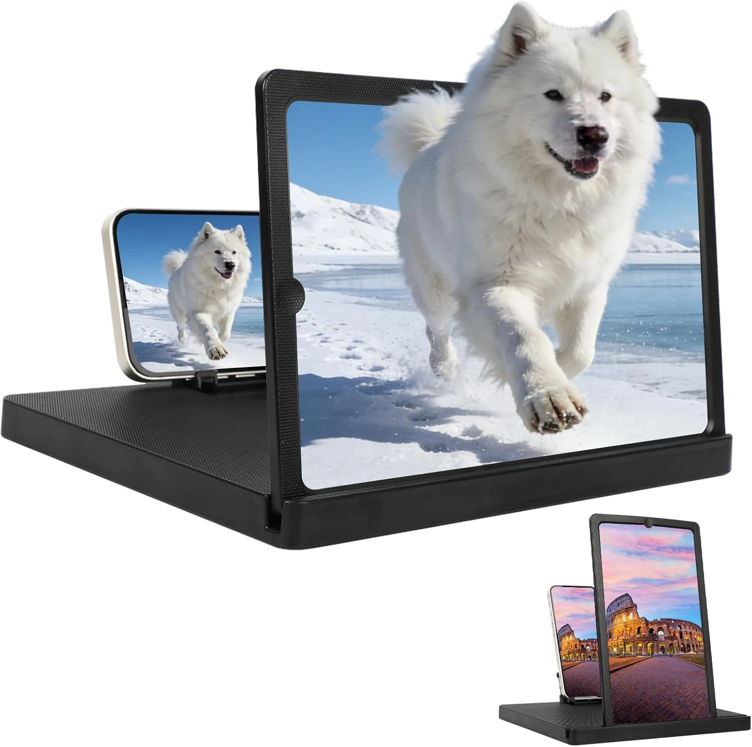 Big Screen Phone Magnifier, Screen Magnifier for Cell Phone, HD Screen Expander for Movies and Videos, Portable Magnifying Screen for Travel, Screen Magnifier Compatible with All Phones (14in, Black)