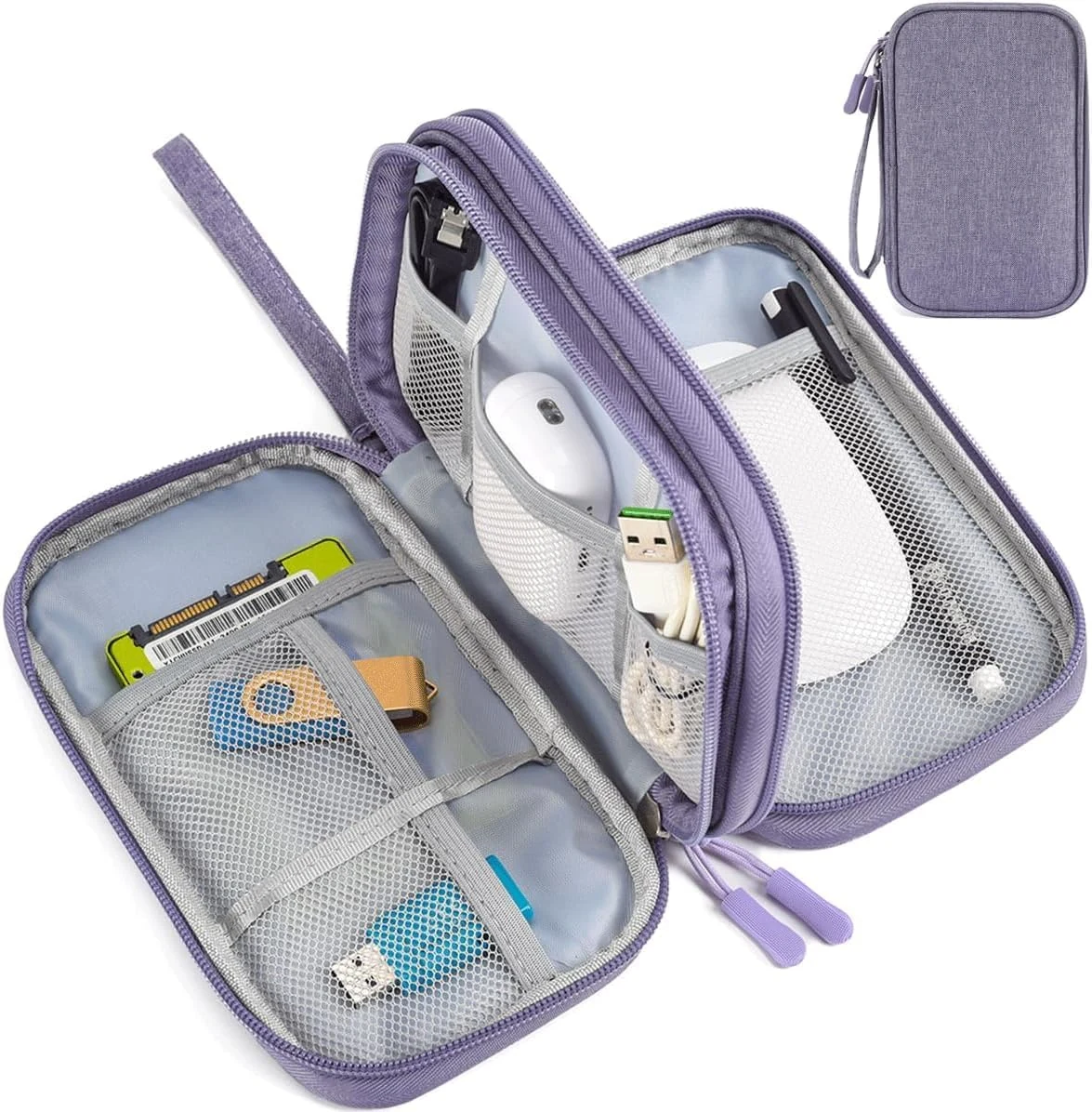 CAOODKDK Electronic Organizer Travel Cable Accessories Bag, Electronic Organizer Case (Purple)