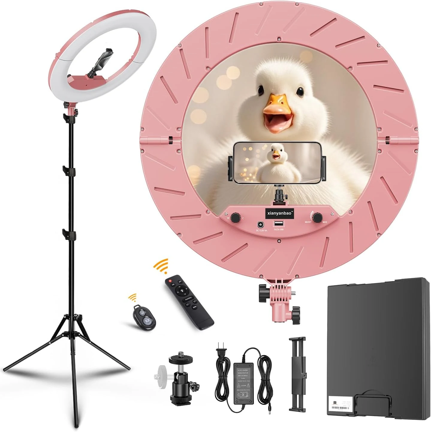 18 Inch Ring Light Kit, 55W6700k Dimmable LED Light, Tripod Stand, Remote Controller,Box,CRI95(Pink)