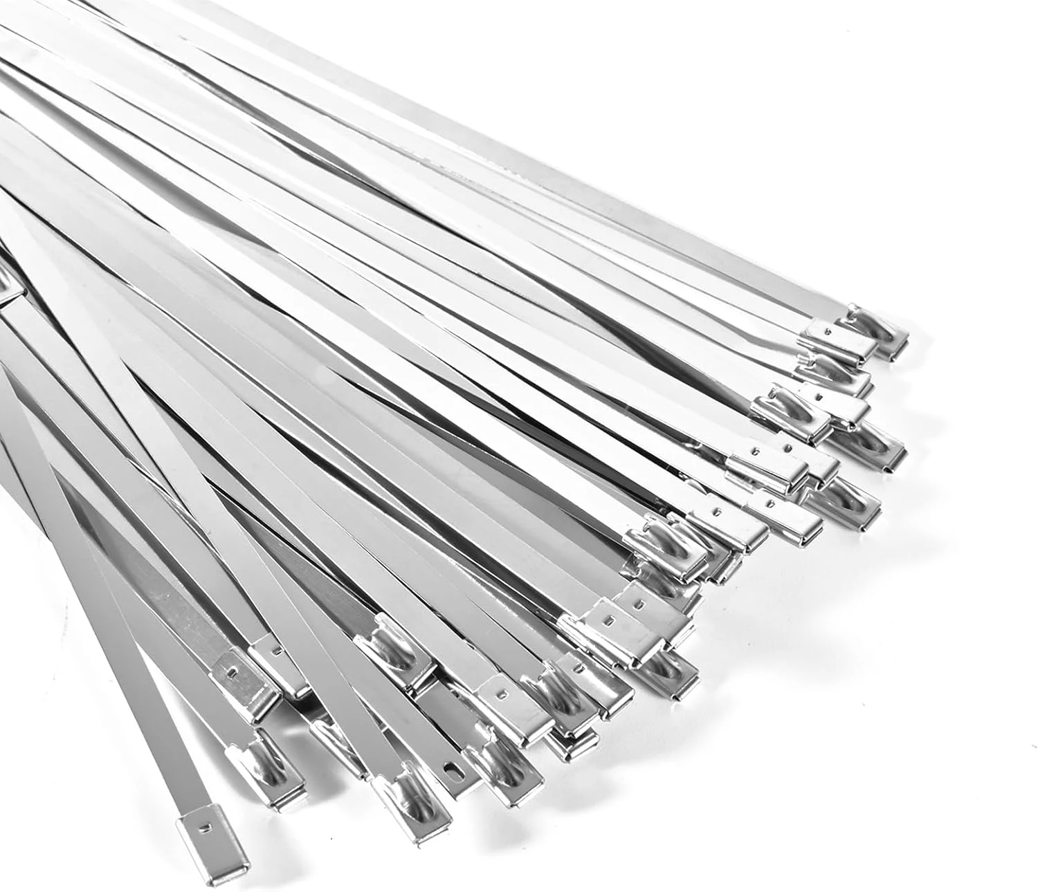 100-Pack Metal Zip Ties 11.8 inch, Heavy Duty 304 Stainless Steel Self-Locking Cable Ties