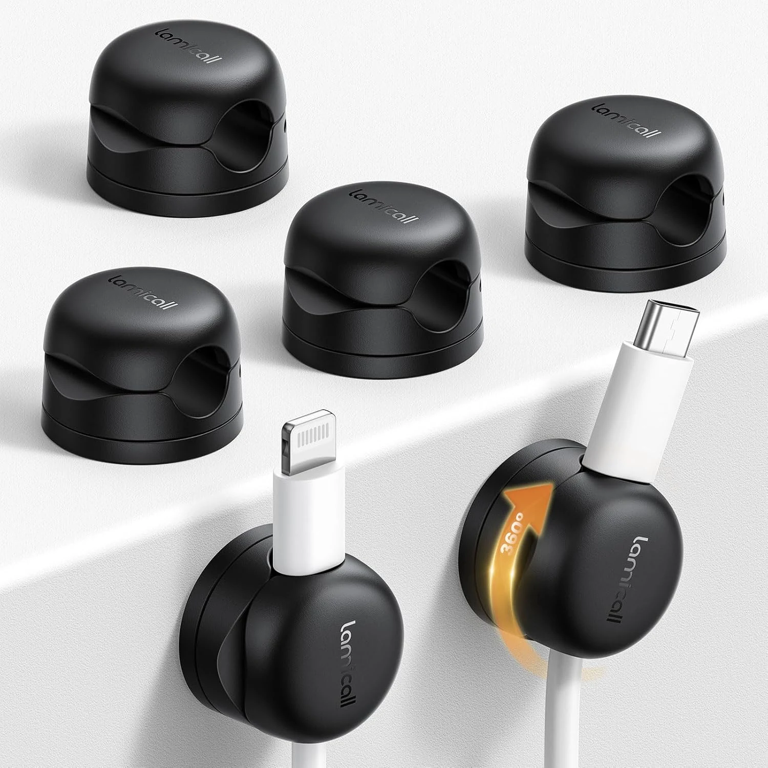 6Pack Rotatable Cord Organizer, Spring Cable Clips - Lamicall [1s Lock] Cord Holder