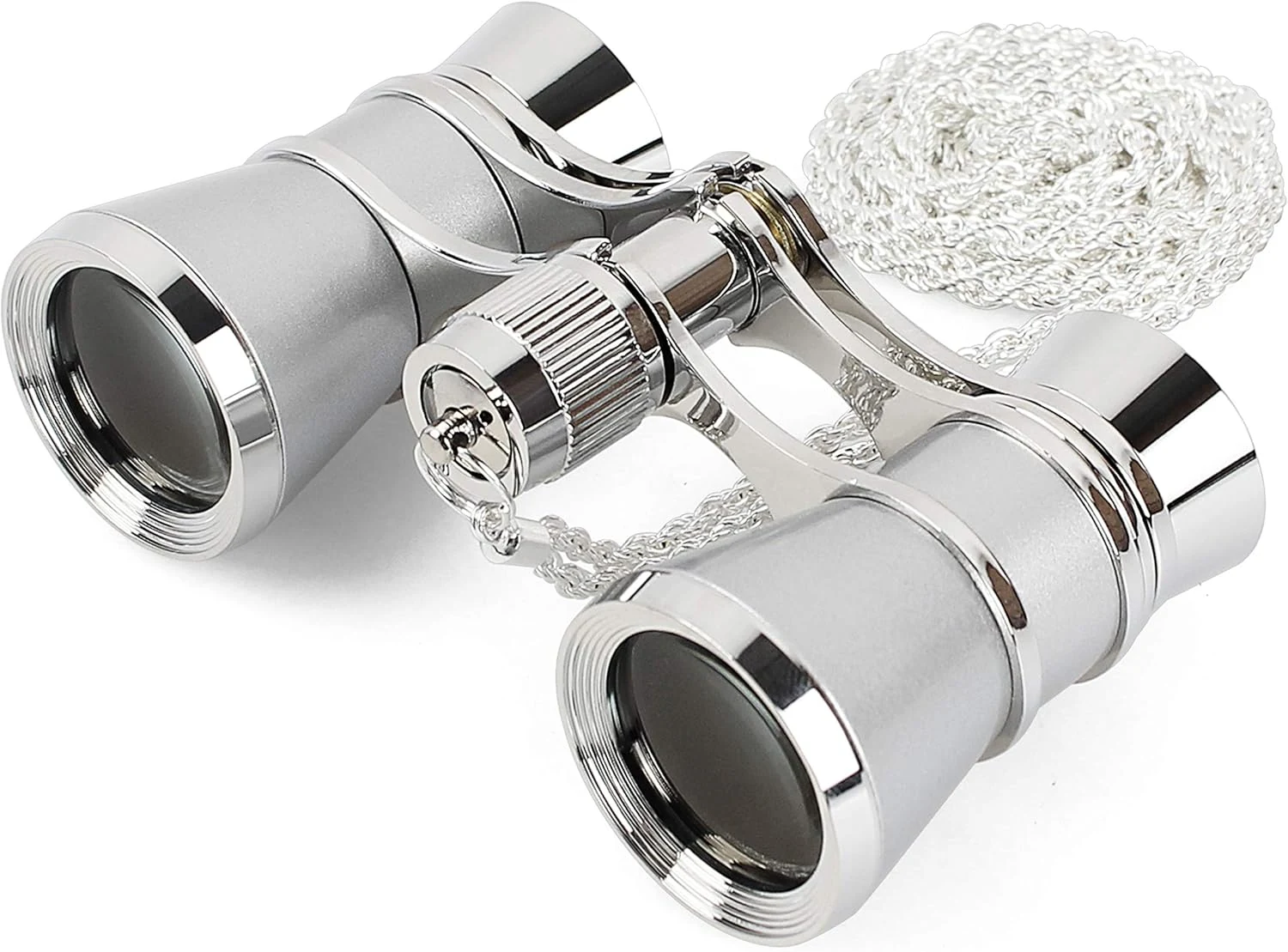 Aomekie Opera Glasses Binoculars 3X25 Theater Glasses Mini Binocular Compact with Chain (Silver)