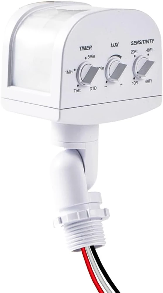 240-Degree Motion Sensor, 5-300LUX Adjustable Dusk to Dawn Motion Detectors