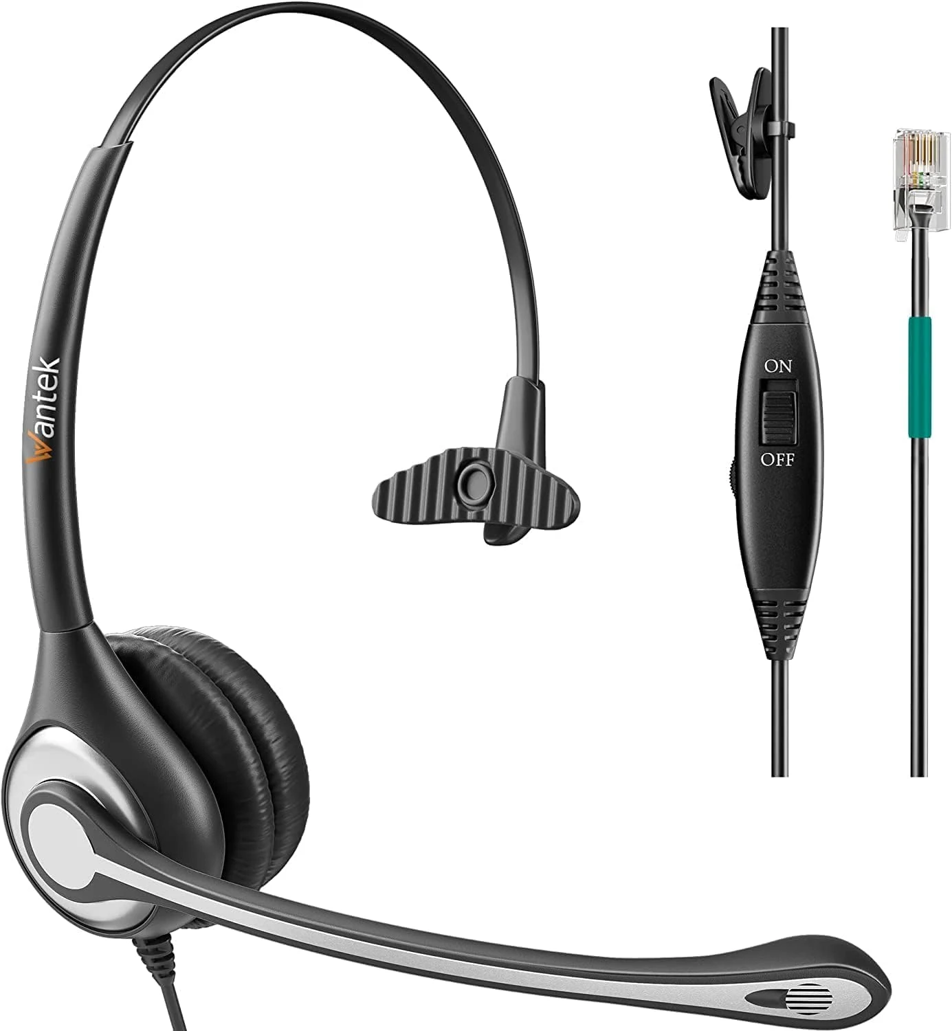 Wantek Telephone Headset Corded RJ9 Headphone with Mic & Noise
