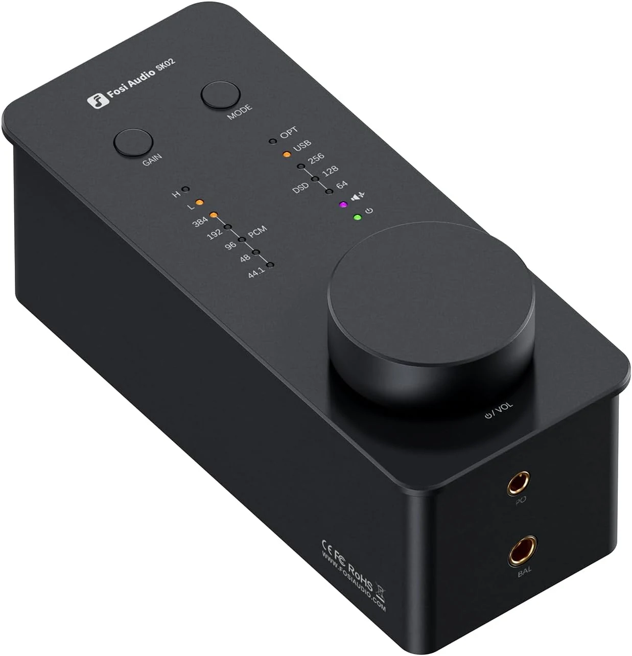 Fosi Audio SK02 DAC Amp Headphone Amplifier Desktop USB C to AUX Digital to Analog Audio Converter Adapter Preamp Optical to 3.5mm 4.4mm Balanced Combo