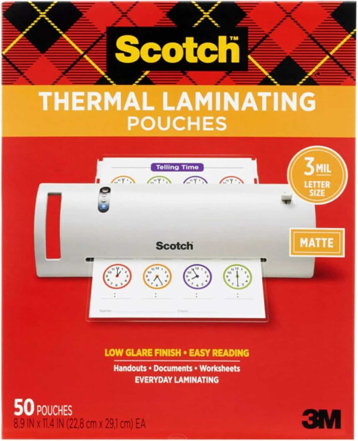 Scotch Matte Thermal Laminating Pouches, Ultra Clear with Matte Finish (Letter Size, 50-Pack)