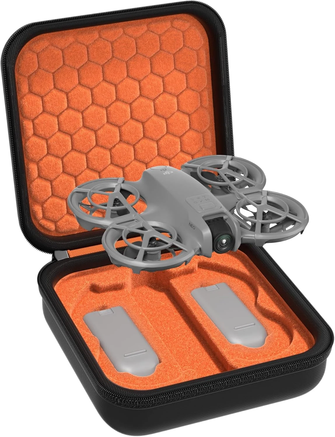 ProCase Carrying Case for DJI Neo 2, Hard Shell Portable Travel Shockproof Cover for Neo 2 Drone and Batteries (Case Only) -Orangeblack