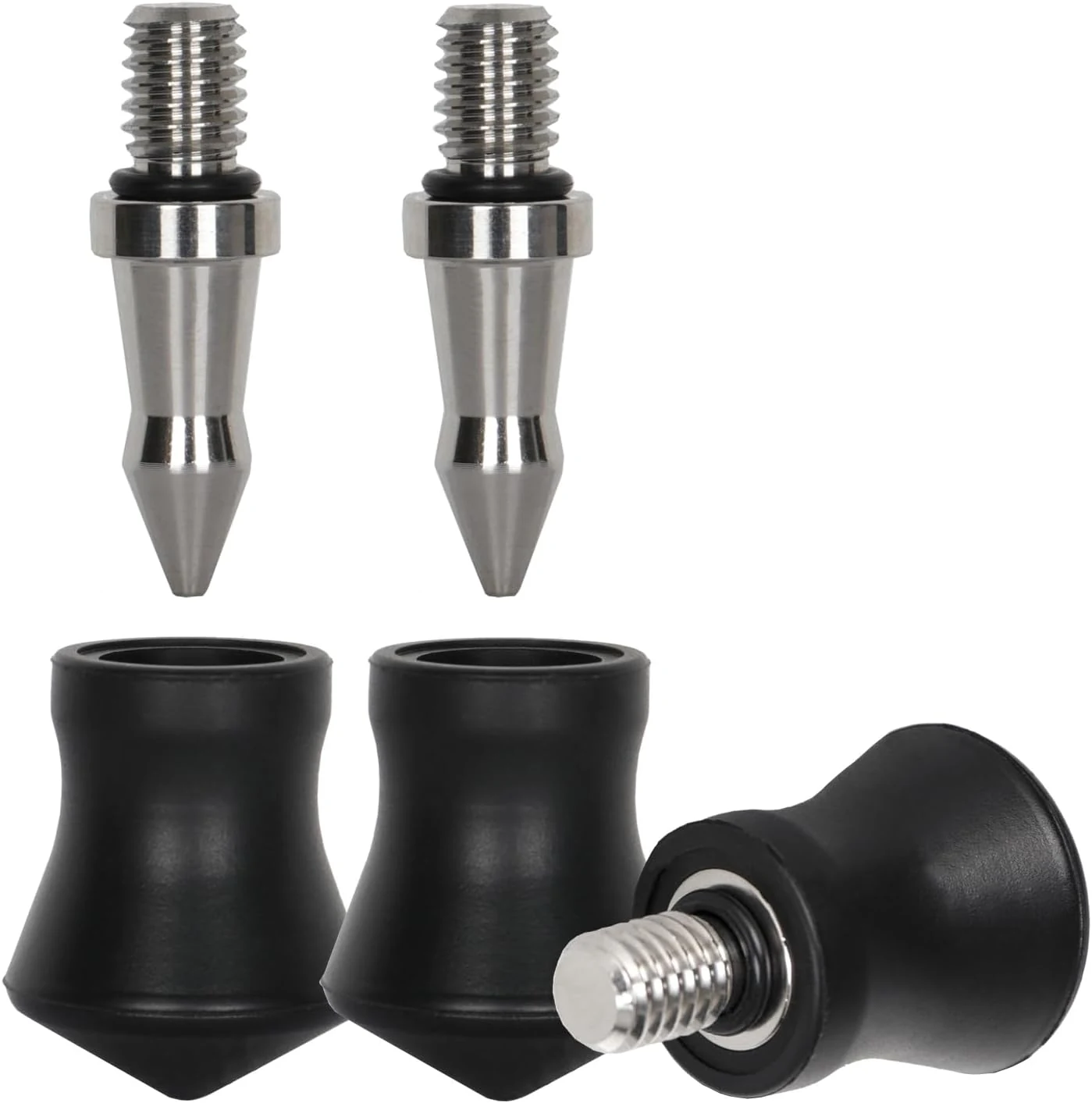 Universal 3 PCS Tripod Feet Anti-Slip Rubber Foot with Stainless Steel Spike Replacement Parts Compatible with 3/8" Thread Tripod Monopod Legs